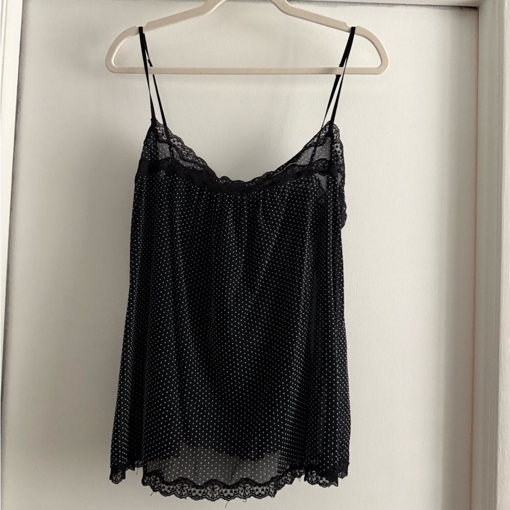 Aerie Black Lace Chemise with Spaghetti Straps